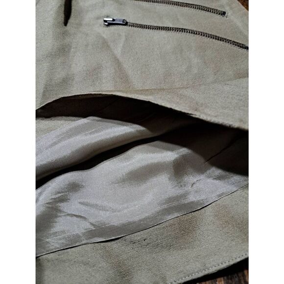 Size 6 Plenty Tracy Reese Olive Brown Tan Shorts with Zipper Detail Silk Linen - Picture 3 of 5